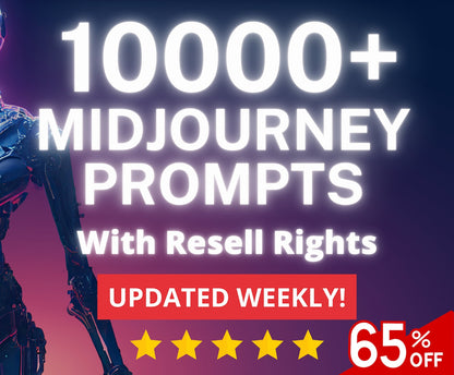 10000+ Midjourney Prompts with Resell Rights | PLR Bundle Lot | Content Ideas | AI Image Prompts | Ready to Sell, Copy & Paste,Business Idea