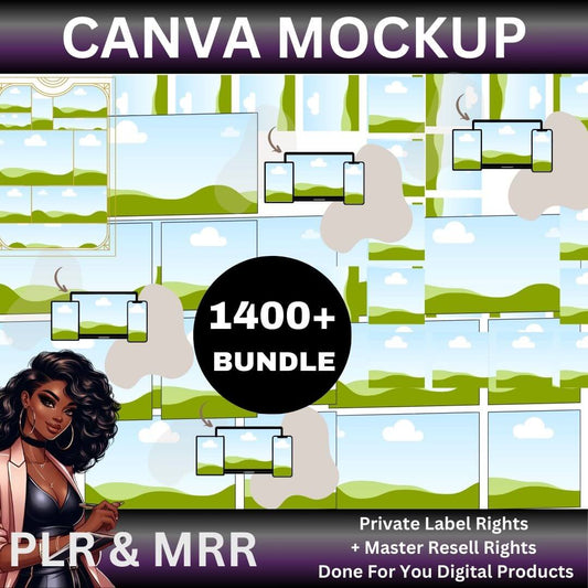 1,400 Editable Canva Mockup Templates (PLR/MRR)