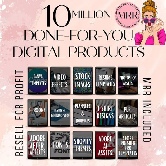 10 Million Digital Products W/ Resell Rights - Mega Bundle (EBooks + Courses+ Templates+ Planners, & More!)