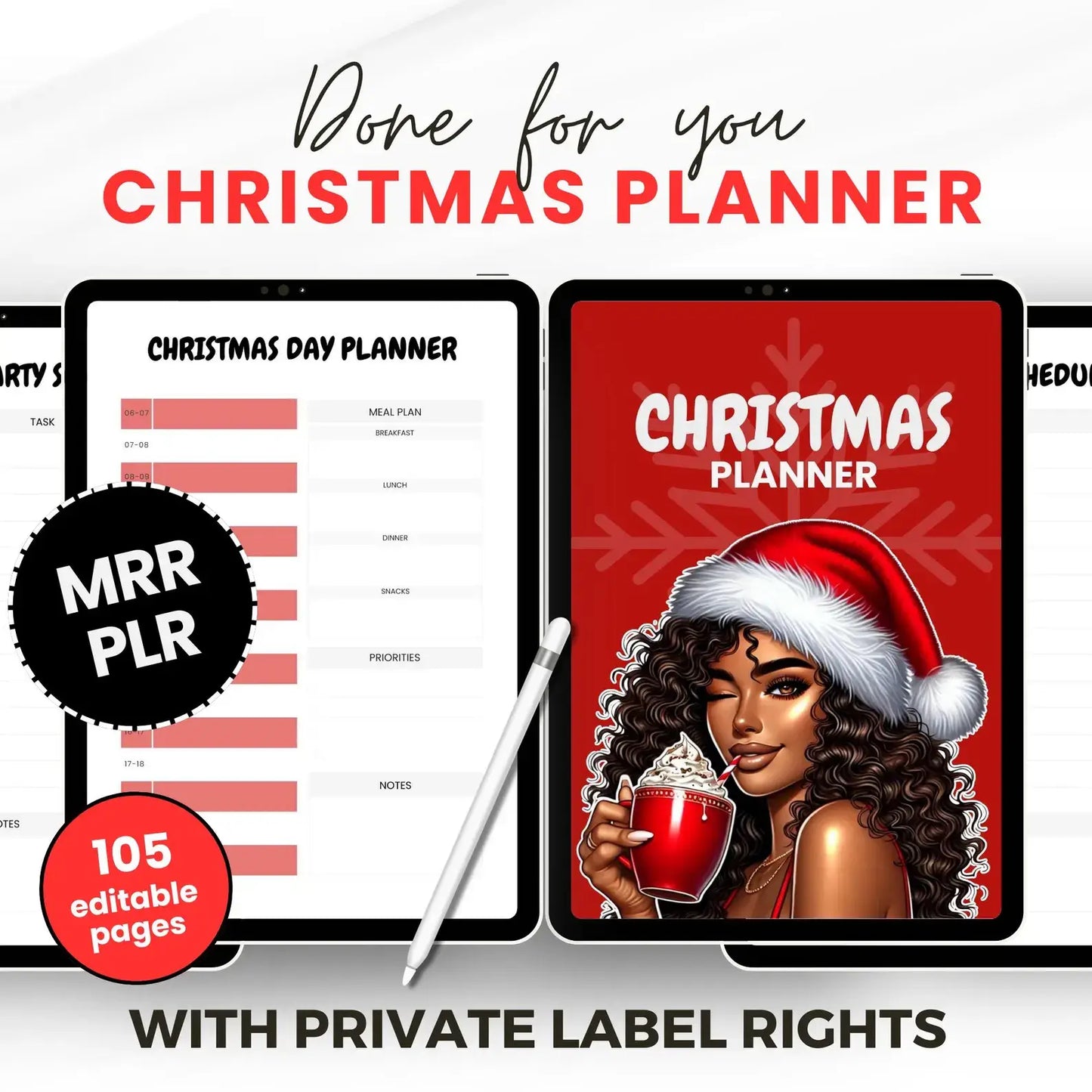 Ultimate PLR Christmas Planner | Editable & Printable | Includes That Girl Clipart | Works with GoodNotes & All Devices | Resell Rights Included