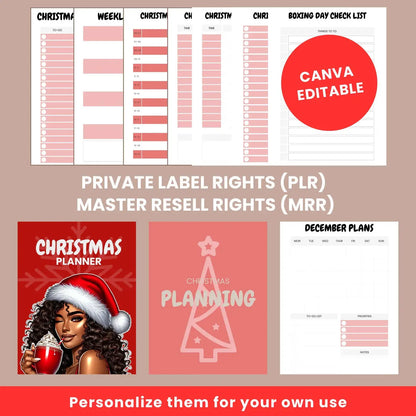 Ultimate PLR Christmas Planner | Editable & Printable | Includes That Girl Clipart | Works with GoodNotes & All Devices | Resell Rights Included