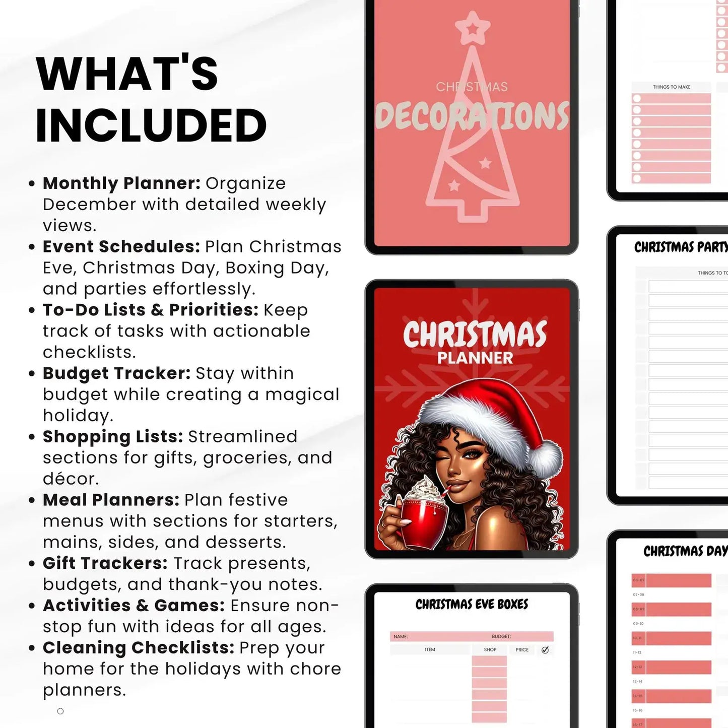 Ultimate PLR Christmas Planner | Editable & Printable | Includes That Girl Clipart | Works with GoodNotes & All Devices | Resell Rights Included