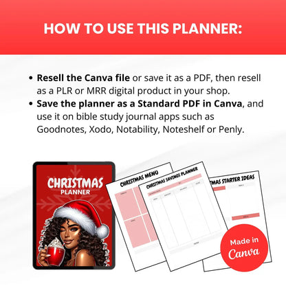 Ultimate PLR Christmas Planner | Editable & Printable | Includes That Girl Clipart | Works with GoodNotes & All Devices | Resell Rights Included